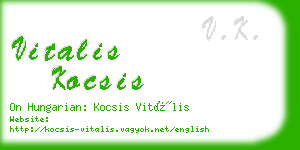 vitalis kocsis business card